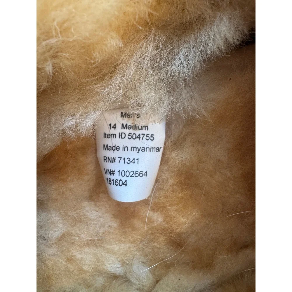 LL Bean Wicked Good Moccasins Mens 14 Brown Shearling Sheepskin Slippers. EUC